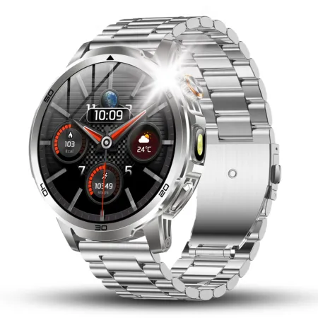 Smartwatch Wodoodporny Zegarek Męski Angelo AK95 Srebrny Menu PL Rozmowy Ciśnienie Smart Watch